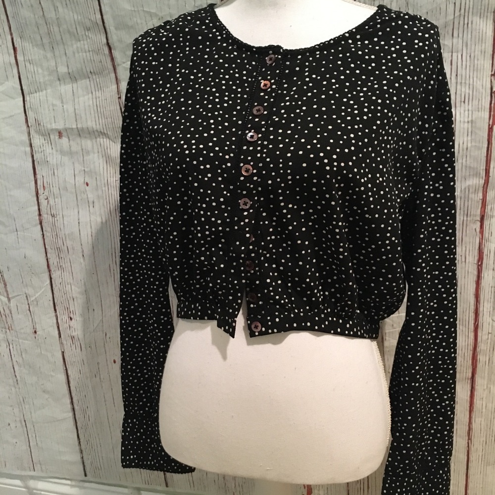Amuse Society Black and White Polka Dot Blouse